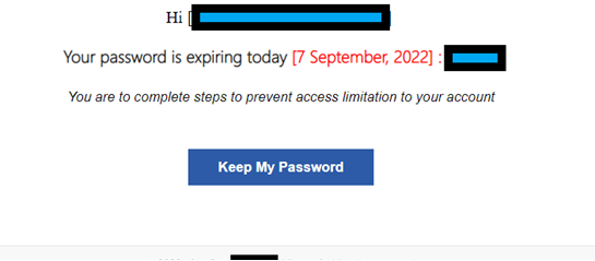 Image showing a phishing email 