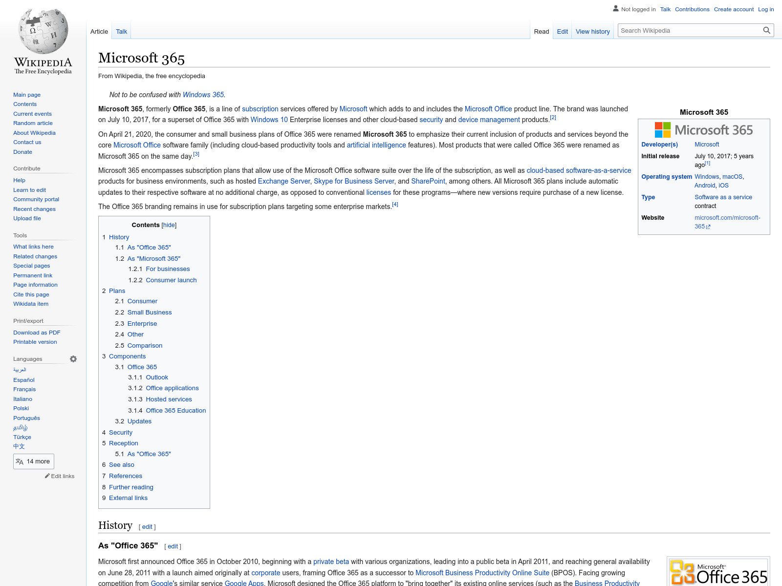 Example of the Wikipedia page used to avoid URL detection  